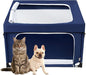 EHEYCIGA 42x42x26 Inches Puppy Playpen with Top Cover for Dogs & Cats Indoor or Outdoor - Dog Playpen with Door, Dog Fence for Small Animal with Heavy-Duty Oxford & Steel Frame, Navy