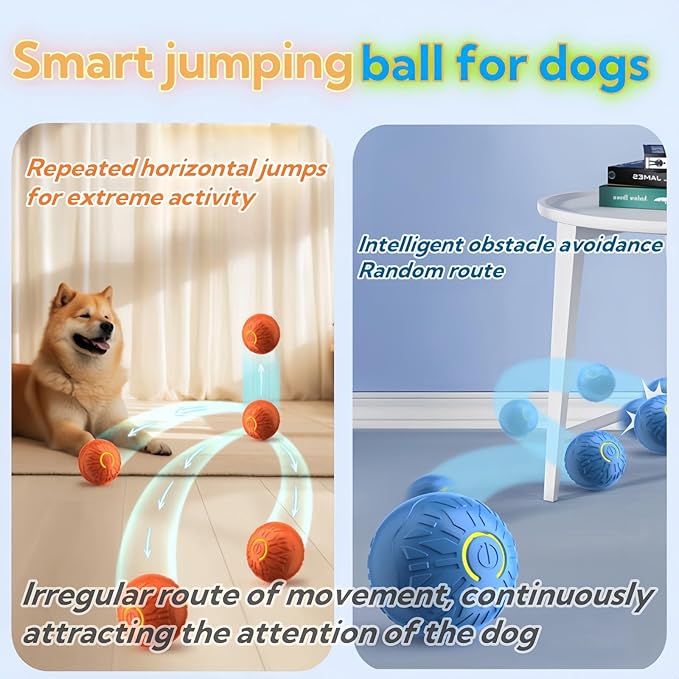 Interactive Dog Toys Dog Balls,Durable Motion Activated Automatic Rolling Ball Toys for/Small/Medium Dogs(Orange)