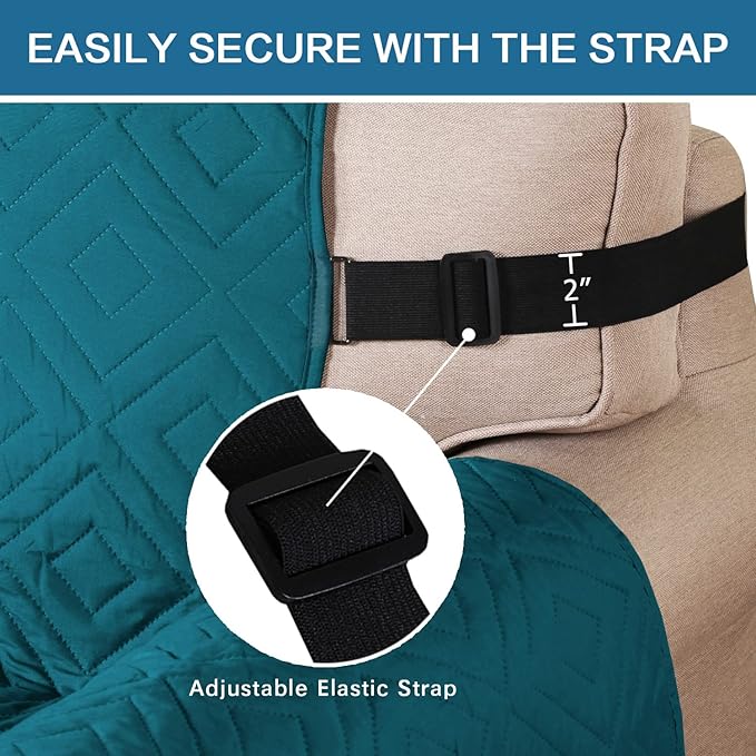 H.VERSAILTEX Reversible Loveseat Cover Furniture Protector Anti-Slip Water Resistant 2" Elastic Straps Couch Covers Pets Fit Sitting Width Up to 54"(Oversized Loveseat: 75" x 98", Dark Teal/Beige)