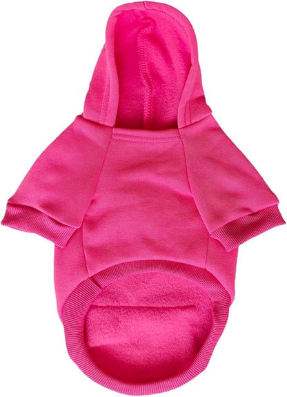 Jecikelon Winter Dog Hoodie Sweatshirts with Pockets Warm Dog Clothes for Small Dogs Chihuahua Coat Clothing Puppy Cat Custume (Rose red, XX-Small)