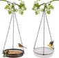 2-in-1 Set Hanging Bird Feeder and Bath for Outdoor, Small Metal Tray Perfect for Attracting Bird