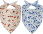 Spring Dog Bandanas XLarge 2PCS, 4 Pattern Summer Floral Scarf for Boy and Girl, Triangle Reversible Bibs Breed for Puppy Pets