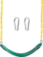 TURFEE Heavy Duty Swing Seat Green Color with 66” Chain, Swing Set Accessories Replacement with Snap Hooks for Kids Outdoor Play Playground