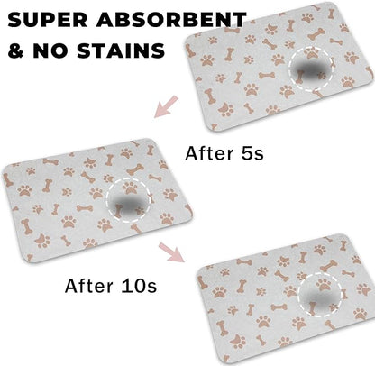 YCT Dog Food & Water Mat - Absorbent Non-Slip Pet Supplies Mat, 11.8"x18.1" Beige