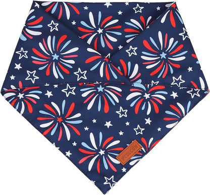 PTDECOR American Flag Dog Bandana 4th of July Dog Scarf Reversible Red Blue Patriotic Bandanas for Large and Extra Large Dogs Pets (Blue & Red, X-Large)