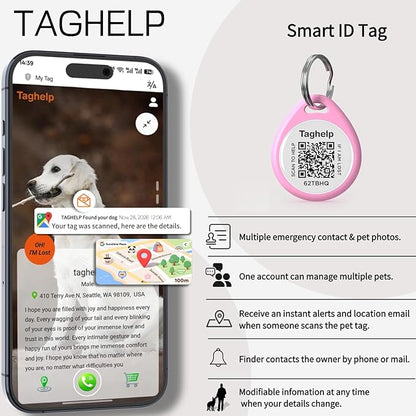 2 Pack QR Code Dog ID Tags for Collar, Personalized Smart Dog Tag with Online Profile, Scan to Contact Owner & View Medical Info, No App No Subscription, Anti-Lost (1.2")