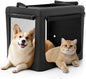 DUMOS Dog Crate 30 Inch Travel Cat Pet Carrier for Small Medium, Portable Foldable Soft Pet Crate with Storage Bag & Washable Pad for Indoor Outdoor Dog Kennel Carrier (M-50lbs, Black)