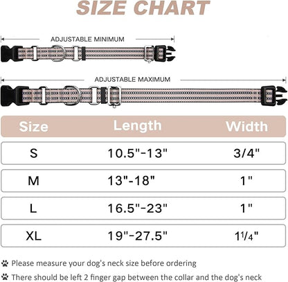 Martingale Dog Collar, Adjustable Nylon Reflective Collar with Quick Release Buckle (Pink Ivory, Large)