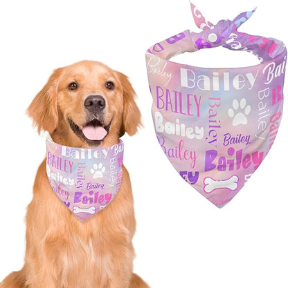 Personalized Dog Bandanas Custom Neckwear Name Button Anti-loosening Dog Scarf Triangle Bibs Kerchief Pet Costume Accessories for Small Medium Large Dogs Cats Pets Birthday