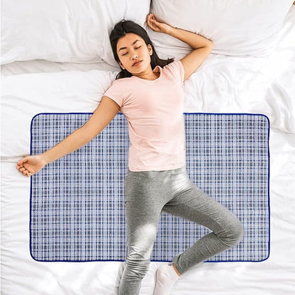OUTCREATOR® Washable Bed Pads 18" x 24" (Pack of 3) for Incontinence Mattress Protector, Reusable Underpads for Elderly, Adults, Kids, Pets with Anti-Slip Bottom (Light Blue Plaid)