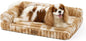 Cute Dog Bed, Faux Rabbit Fur Orthopedic Foam Dog Bed with Sides, Removable Washable Cover & Waterproof Lining, Comfortable Pet Couch for Small Dogs, Tie-Dye Brown (30" L x 20" W x 6" Th)