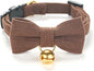 Cotton Breakaway Cat Collar with Bow Tie and Bell, Adjustable Cute Soft Corduroy Kitten Collars for Boy Cats