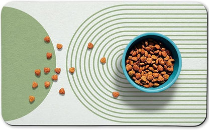 Dog Food Mats for Floors Waterproof, Cat Water Bowl Mats Pet Feeding Absorbent Mat Placemats for Food and Water Green Bohemia 16 * 24 inch