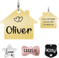 Ultra Joys Cat ID Tag Personalized Pet Tags, Durable Stainless Steel Small Pet Mini Dog Cat Tag Lightweight - House Tag in Gold