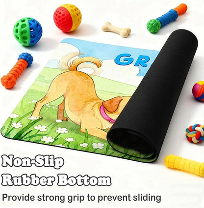 Dog Food Mat for Floors Absorbent, Pet Food Mat, Dogs Greetings Quick Dry Dog Bowl Mats for Food and Water, Non-Slip Cat Pet Feeding Mats for Floor Placemats 12"x20"