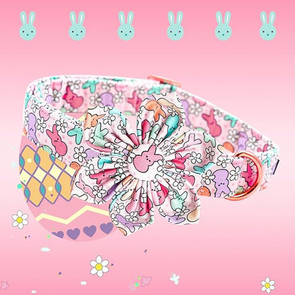 Lionheart glory Easter Day Dog Collar with Flower Dog Collar for Small Dogs, Rabbits Colorful Dogs Collars Flowers Spring Collars Puppy Flowers