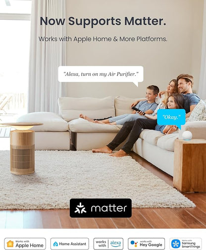 SwitchBot Air Purifier for Home Large Room up to 3620 ft², Pet Mode, Support Matter, 20dB, Washable Pre-filter, Aromatherapy, Works with Alexa, Google Home, Apple Home, Ideal for Odor, Dust & Pet Hair