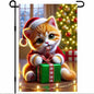 Christmas Garden Flag 12x18 Inch Cute Kitten Gift Flag Double Sided Holiday Cat Banner Outdoor Pet Yard Decoration for Porch Tree Lighting Display