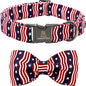 Lionheart glory American Flag Dog Collar, 4 of July Dog Bow Collar Heavy Duty Adjustable Patriotic Dog Collar with Bowtie for Medium Dogs Pet Gift