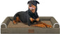 Large Dog Bed Orthopedic Washable: Beds Bolster XL Bed Large Big Dogs Memory Foam Couch Sofa Waterproof with Removable Cover - Brown