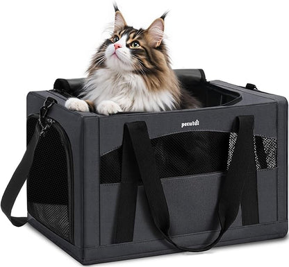 Pecute Cat Carrier Stable XL, Pet Carrier Breathable and Portable, Cat Carriers Bag with Scientific Hidden Partition, Dog Carrier Suitable for Travel and Outing, Gray