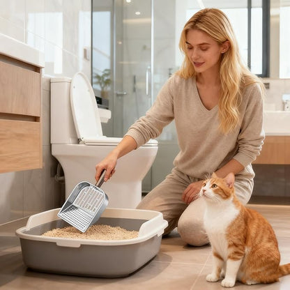 Wooden Cat Litter Scoop, Kitten Poop Shovel, 5.63x11.02 Inches Shovel with Deep Design, Durable Pet Tool, Hygiene Accessory with Ergonomic Handle, Litter Scoop for Apartment Home