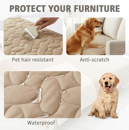 Ameritex Waterproof Pet Bed Cover Anti-Slip Dog Bed Blanket for Sofa and Furniture Waterproof New Pattern Design (Beige, 30x80 Inch (Pack of 1))