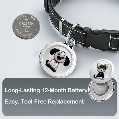 GPS Pet Tracker with Apple Find My Network, Android Compatibility, Real-Time Location Tracking, Water-Resistant (DINGWEIQI001)