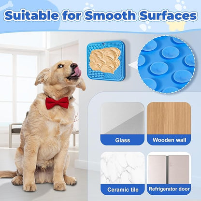 Lick Mat for Dogs, Dog Lick Mat with Suction Cups, Pet Food Mats and Slow Feeder Cat Bowl for Dog Anxiety Relief Pet Enrichment Toys for Bathing Station and Cat Grooming 2 Pack (Blue & Orange)