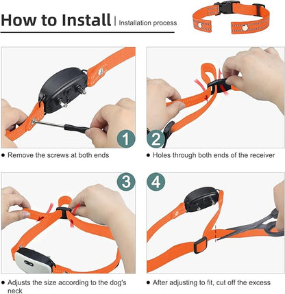Collar Replacement Strap, Reflective Replacement Nylon Collar Strap Dog GPS Training Bark Receiver Collars, Durable Adjustable E Collar Straps for Small Medium Large Dogs, Orange