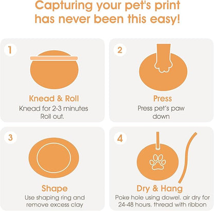 Pearhead Pet Paw Print Keepsake Ornament Kit, Memorial Clay Paw Impression for Dogs & Cats, DIY Hanging Pet Memorial with Ribbons, Pet Keepsake Gift