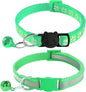 2 Pack Cat Collars - Reflective, Breakaway Design with Bells, Adjustable from 7.5 to 12.5 Inches, Ideal Kitten Collar for Both Girls & Boys (Light Green)