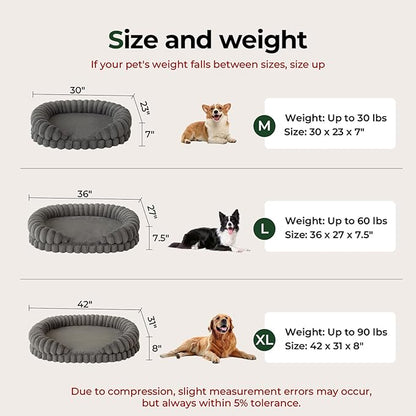 BALANCE Calming Dog Bed for Extra Large Dogs, 42 Inches Oval Washable XL Pet Bed with Sides, Orthopedic Pet Couch Sofa with Non-Slip Bottom, Gray