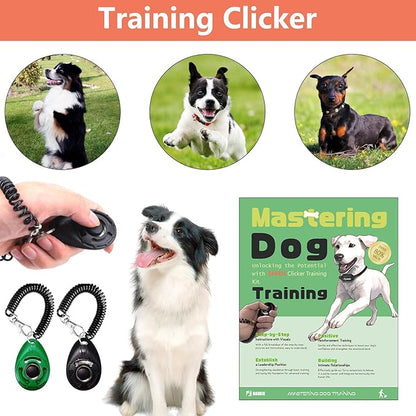 BARKIE Dog Training Kit - Treat Pouch, Pet Training Fanny Pack, 2 Puppy Training Clickers, Ultrasonic Silent Whistle, 2-in-1 Whistle Clicker, Clicker Training Guide Booklet, Dog Poop Bag (Grey)