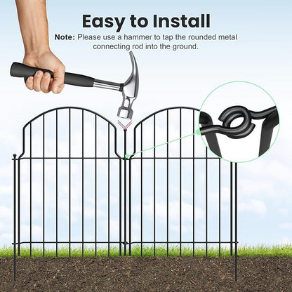 19Pcs Decorative Garden Fence, 20in(H)/20.5ft(L) Rustproof Metal Fences Animal Barrier Outdoor for Yard, Flower Bed Edging Ornamental Border Panel for Dogs, Rabbits, Dig Defence, Garden Decor, Patio