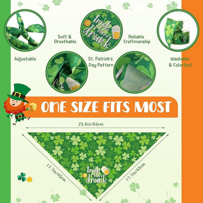 Chunful 50 Pcs St. Patrick's Day Dog Bandanas Bulk with Sayings Dog Bandanas Triangle Scarf Puppy Bibs Pet Costume Adjustable Cat Outfit Washable Bids Kerchief for Small Medium Pet