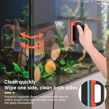 hygger Fish Tank Magnetic Glass Cleaner Two Detachable Algae Scraper for Aquarium Fish Tank，Floating Scrubber Brush Glass Algae Magnet Cleaning Tool for Medium Aquariums Tank