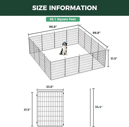 FXW MiniPaws Unleashed Dog Playpen, Expandable & Portable Design for Yard, RV Camping and Indoor Use, for Small and Medium Dogs, 32-inch 16 Panels