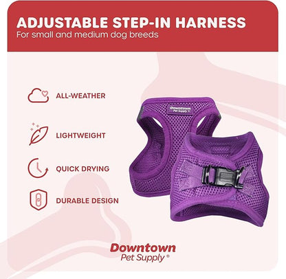 Downtown Pet Supply Step-in Dog Harness – No Pull, Adjustable Padded Mesh with Reflective Trim, Secure Buckle Strap – Comfortable & Breathable Small Dog Harness, Smal, Purple