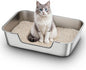 Stainless Steel Cat Litter Box with Low Entry, Large Metal Kitty Litter Box for Senior or Injured Cats, Odor-Free, Non-Stick, Easy to Clean, 23.4"x15.6"x5.9", for Multiple Cats