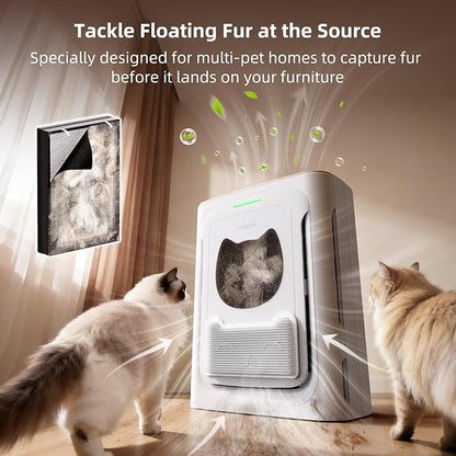 uahpet Pet Air Purifier for Home, Reduce Pet Hair, Dander, Odors, Dust, Smoke for Large Rooms up to 2100 Ft², Air Cleaner with H13 HEPA, Washable Pre-Filter & Air Quality Monitor, White+Pink