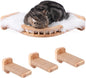 Cat Shelves - 3-Step Wall Climbing Set with Plush Bed, Ideal for Large Cats - RubberWood
