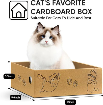 AGYM Cat Scratcher, 26 inch L Shape Cat Scratching Pad for Indoor Cats, Durable Sustainable Cardboard Scratcher with Box, Recyclable Vertical Cat Scratch Pad to Protect Furniture, Large