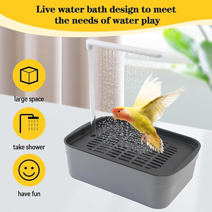 Automatic Parakeet Bath,Parrot Shower Fountain with USB Power Plug Indoor Bird Bath Circulating Water Electric Pet Bird Shower Pump for Cockatiel Lovebird Conure Budgie