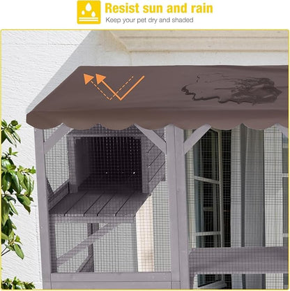 Aivituvin Catio Outdoor Cat Enclosure Window, Wall-Mounted Large Walk-in Cat Playpen with Scratch Posts, Basket, Platform, Bridge and Sleeping House— Safe, Weatherproof Cats Patio for Multiple Cats