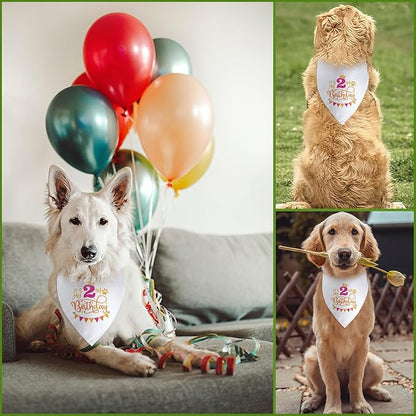 It's My 2nd Birthday Dog Bandana Happy 2nd Birthday Pet Triangle Scarf for Large Medium Small Dogs Two Years Old Gifts Photo Prop Pet Scarf Accessories Christmas Puppy Gifts
