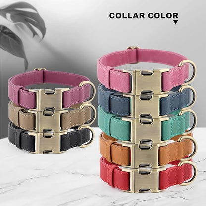 Plutus Pet Genuine Leather Dog Collar – Adjustable Pet Collar with Quick Release Metal Buckle, Soft Real Leather for Small Medium Large Dogs, Heavy Duty & Skin-Friendly (Green, L)