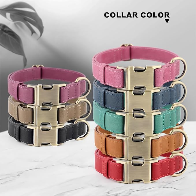 Plutus Pet Genuine Leather Dog Collar – Adjustable Pet Collar with Quick Release Metal Buckle, Soft Real Leather for Small Medium Large Dogs, Heavy Duty & Skin-Friendly (Pink, M)