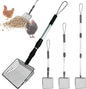 Chicken Poop Scooper 3 in 1 Adjustable Long Handle Litter Metal Scoop Heavy Duty Metal Chicken Poop Scooper Litter Sieving Shovel, Chicken Coop Accessories (22-41.7")