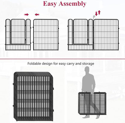 Dog Playpen Outdoor Dog Fence for Yard, 32inch 24 Panels Dog Pens Outside Anti-Rust Pet Playpen Exercise Pen with Lock for Large Medium Pets, Portable Pet Fence for Yard RV Camping